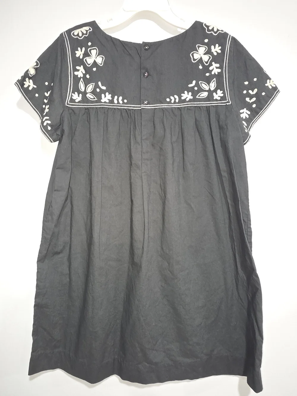 Bonpoint Gray Dress with Cream Floral Embroidery Size 10y
